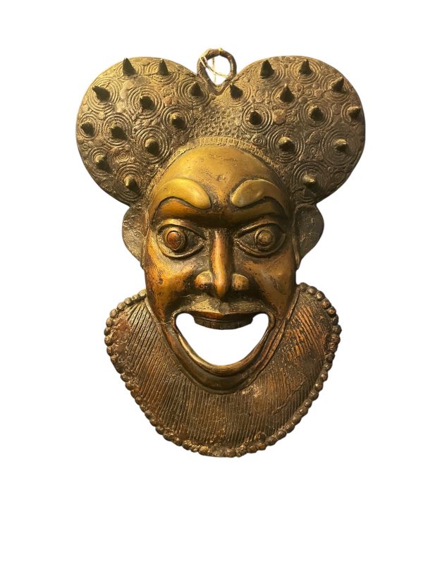 Masque bronze africain Bamun Cameroun-Maschera africana in bronzo Bamun Camerun