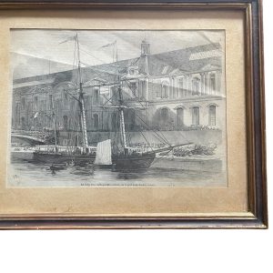 Gravure encadrée Port Saint Nicolas Paris-Incizione incorniciato Port Saint Nicolas Paris - barca sulla Seine (