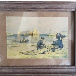 Acquerello incorniciato Pays Basque firmato Lessieux-Aquarelle encadrée Pays Basque signée Lessieux