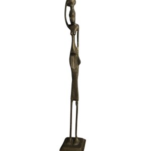 Statuette africaine en bronze Femme portant une jarre-Statuetta africana in bronzo raffigurante una donna che porta un barattolo