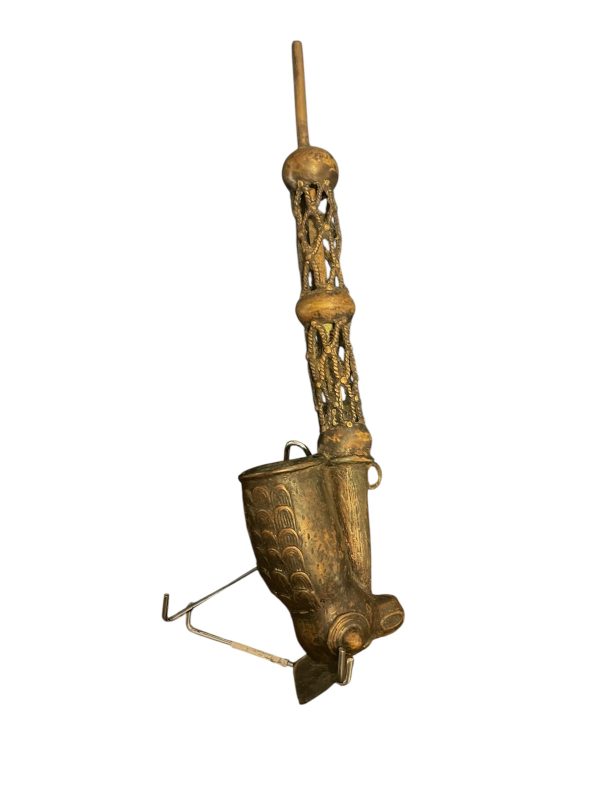 Pipe de cérémonie en bronze Bamoun Cameroun-Pipa cerimoniale in bronzo Bamoun del Camerun