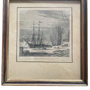 Incisione incorniciata Parigi - Porto marittimo - Gravure encadrée Paris -Port de Mer