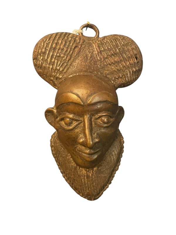 Masque Bamoun bronze à patine noire Cameroun Afrique - Maschera in bronzo Bamoun con patina nera Camerun Africa
