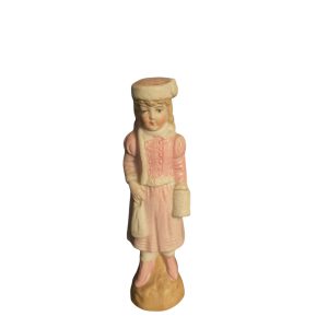 Figurine en biscuit polychrome jeune femme élégante-Statuina in bisquit policroma raffigurante una giovane donna elegante