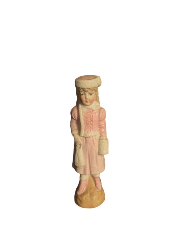 Figurine en biscuit polychrome jeune femme élégante-Statuina in bisquit policroma raffigurante una giovane donna elegante
