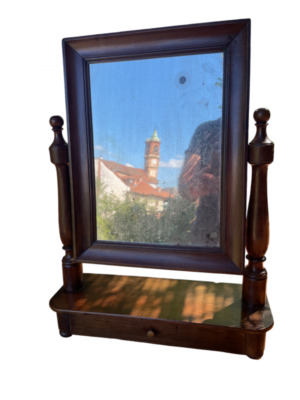 Specchio inclinabile da appoggiare Con cassetto sottostante e maniglia - Miroir inclinable sur pied avec tiroir en dessous et poignée