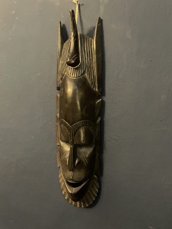 Masque africain à suspendre en bois noir-Maschera africana appesa in legno nero – Image 5