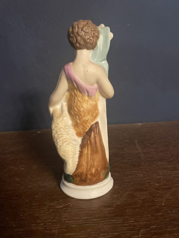 Figurine de Saint Jean Baptiste en biscuit polychrome 19ème siècle-Statuina policroma in biscuit del XIX secolo raffigurante San Giovanni Battista – Image 5