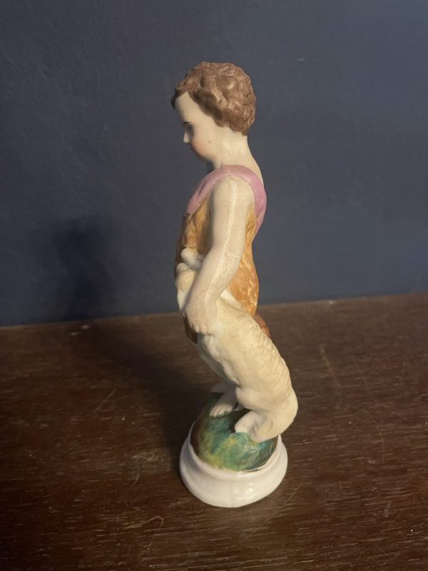 Figurine de Saint Jean Baptiste en biscuit polychrome 19ème siècle-Statuina policroma in biscuit del XIX secolo raffigurante San Giovanni Battista – Image 6