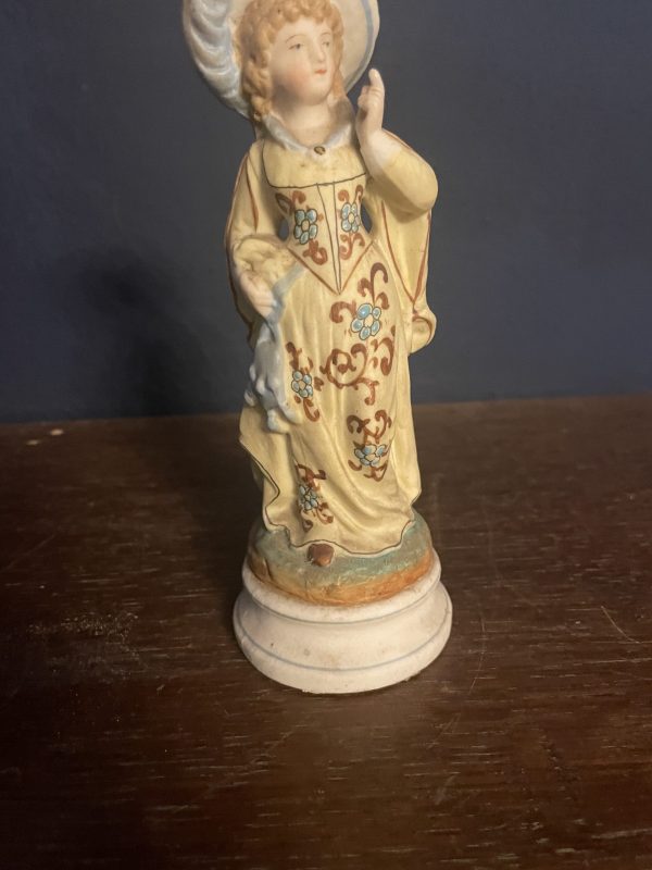 Figurine en biscuit polychrome jeune femme travail allemand-Figurina in bisquit policroma raffigurante una giovane donna, opera tedesca – Image 4