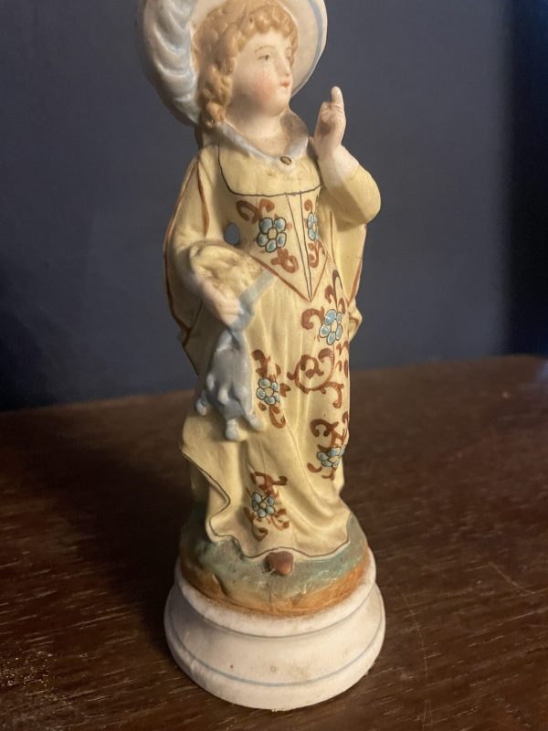 Figurine en biscuit polychrome jeune femme travail allemand-Figurina in bisquit policroma raffigurante una giovane donna, opera tedesca – Image 5