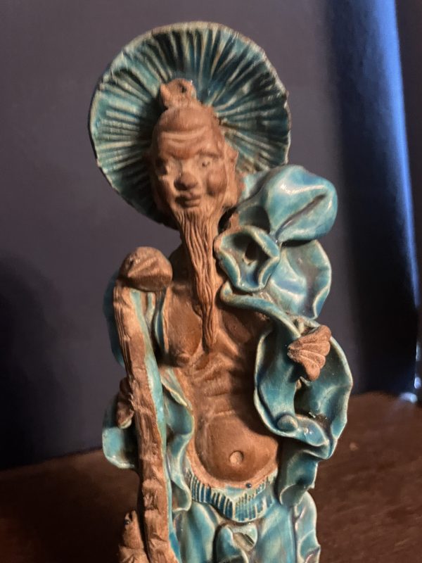Chine Statuette homme Chine en grès émaillé bleu turquoise-Statuetta cinese di un uomo in gres smaltato blu turchese – Image 10