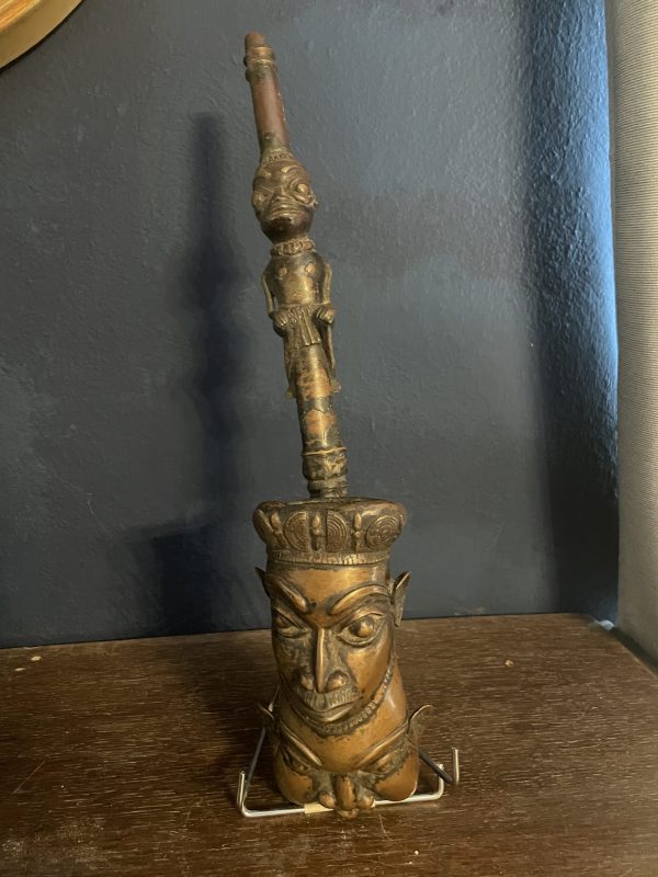 Pipe de cérémonie en bronze Bamoun Cameroun-Pipa cerimoniale in bronzo Bamoun del Camerun – Image 2