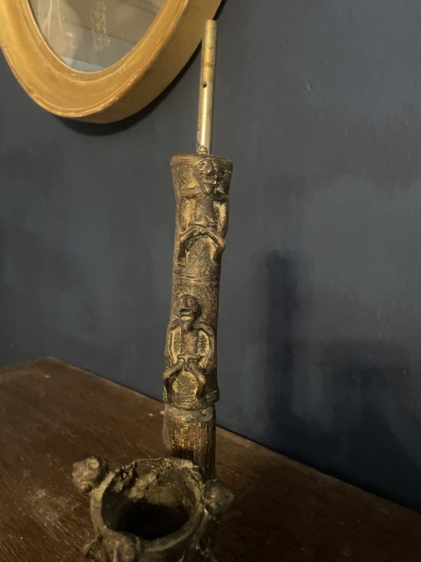 Pipe de cérémonie en bronze Bamoun Cameroun-Pipa cerimoniale in bronzo Bamoun del Camerun – Image 4