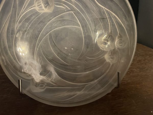 Coupe vide-poche Art Déco verre opalescent Sabino Les pavots - Ciotola in vetro opalescente Art Déco con papaveri Sabino – Image 3
