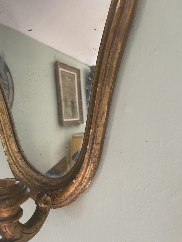 Specchio in legno dorato con ramo luminoso-Miroir en bois doré avec branche de lumière – Image 3