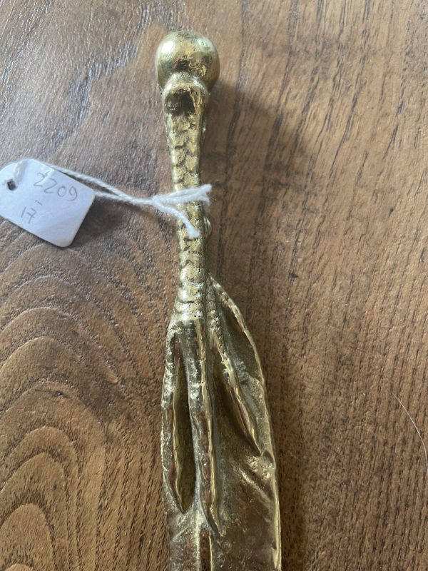 Tagliacarte in bronzo con piuma e zampa di gallina-Ouvre lettre bronze plume et patte de poulet – Image 3