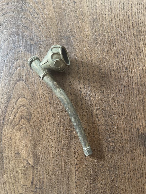 Tubo in ottone antico, lavorazione asiatica-Pipe ancienne en laiton travail asiatique – Image 6