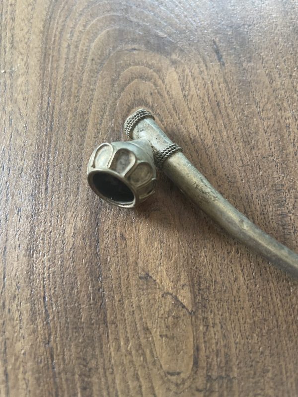 Tubo in ottone antico, lavorazione asiatica-Pipe ancienne en laiton travail asiatique – Image 3