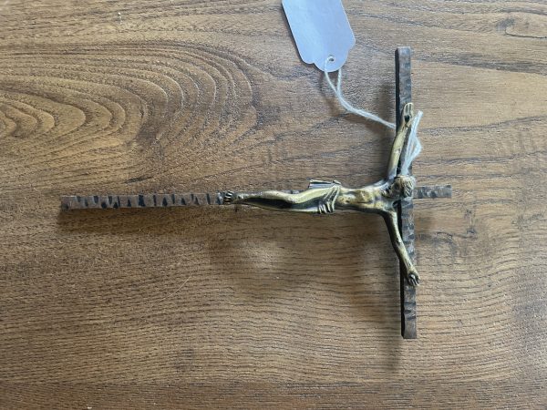 Crocifisso in bronzo e metallo-Crucifix en bronze et métal – Image 8