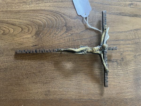 Crocifisso in bronzo e metallo-Crucifix en bronze et métal – Image 7