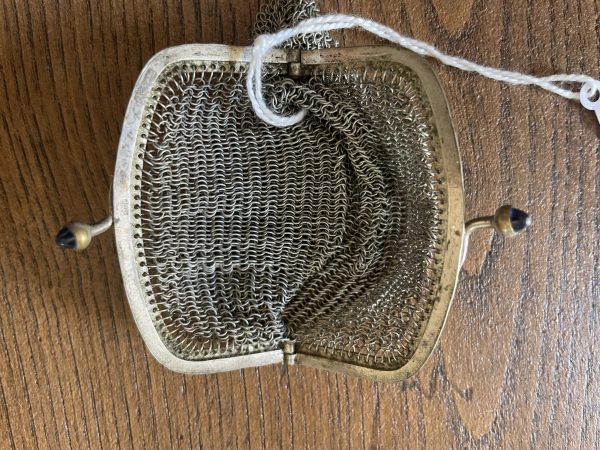 Borsa a rete metallica argentata degli anni '900-Porte monnaie en mailles de métal argenté année 1900 – Image 4