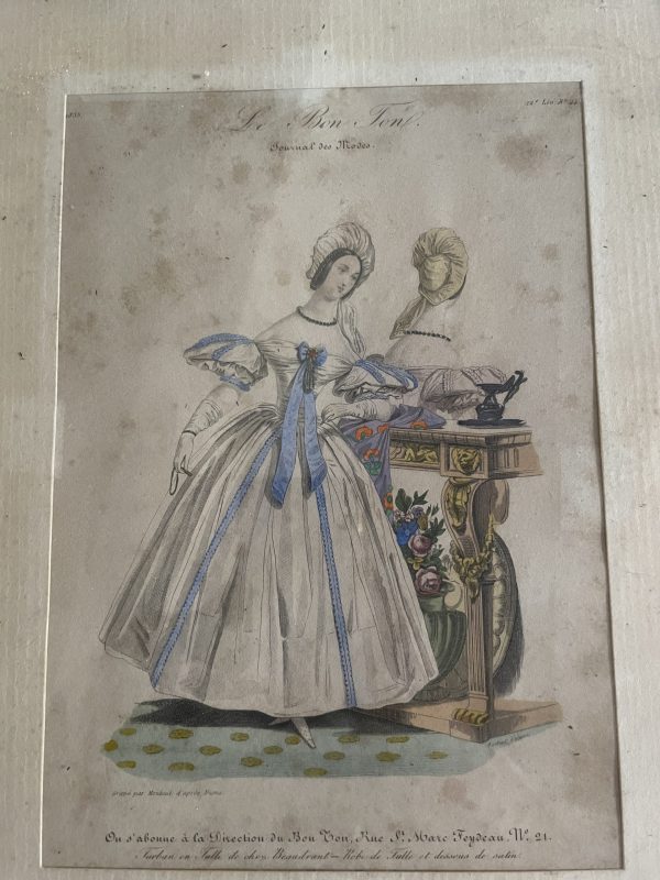 Incisione incorniciata di moda parigina del XIX secolo-Gravure de mode parisienne encadrée 19ème siècle – Image 2