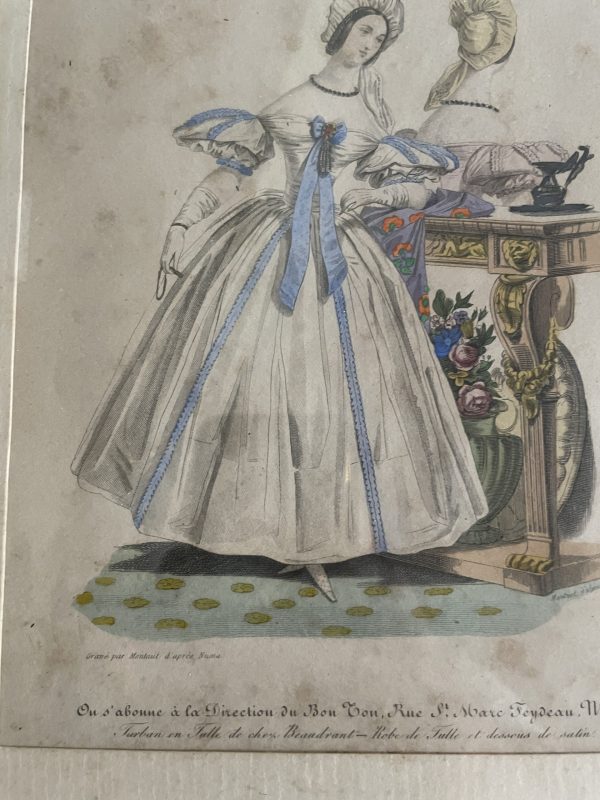 Incisione incorniciata di moda parigina del XIX secolo-Gravure de mode parisienne encadrée 19ème siècle – Image 4