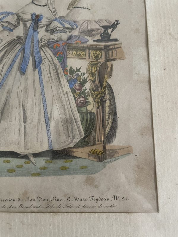 Incisione incorniciata di moda parigina del XIX secolo-Gravure de mode parisienne encadrée 19ème siècle – Image 5