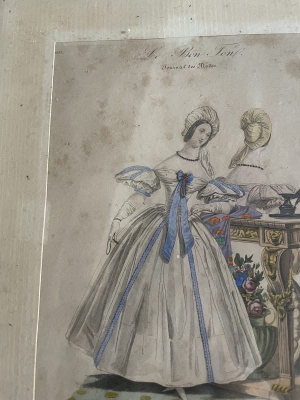 Incisione incorniciata di moda parigina del XIX secolo-Gravure de mode parisienne encadrée 19ème siècle – Image 6