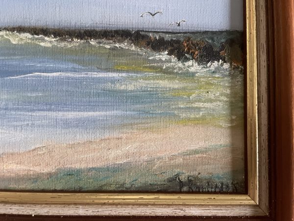 Olio su tela Mare in Normandia firmato-Huile sur toile Bord de mer en Normandie signée – Image 2