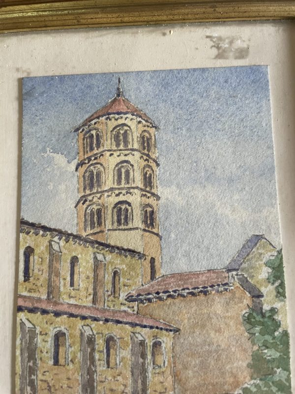 Acquerello incorniciato Anzy le Duc Francia-Aquarelle encadrée Anzy le Duc France – Image 6