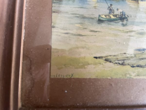 Acquerello incorniciato Pays Basque firmato Lessieux-Aquarelle encadrée Pays Basque signée Lessieux – Image 4