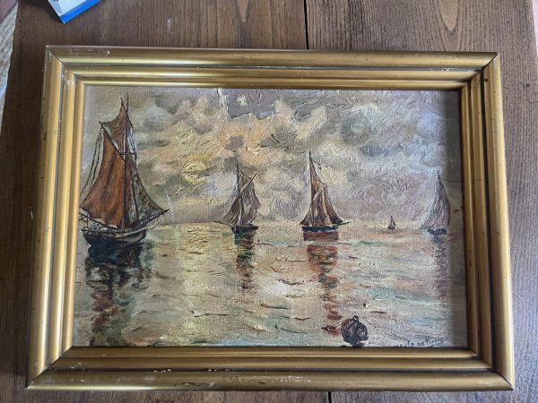Olio su tela "Barche a vela" - Francia - Huile sur toile "Voiliers" - France – Image 10
