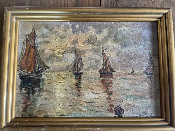Olio su tela "Barche a vela" - Francia - Huile sur toile "Voiliers" - France – Image 9