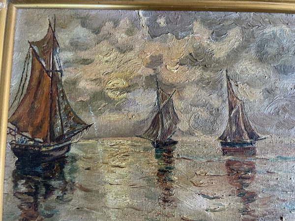 Olio su tela "Barche a vela" - Francia - Huile sur toile "Voiliers" - France – Image 8
