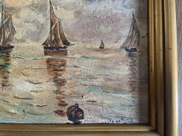 Olio su tela "Barche a vela" - Francia - Huile sur toile "Voiliers" - France – Image 7
