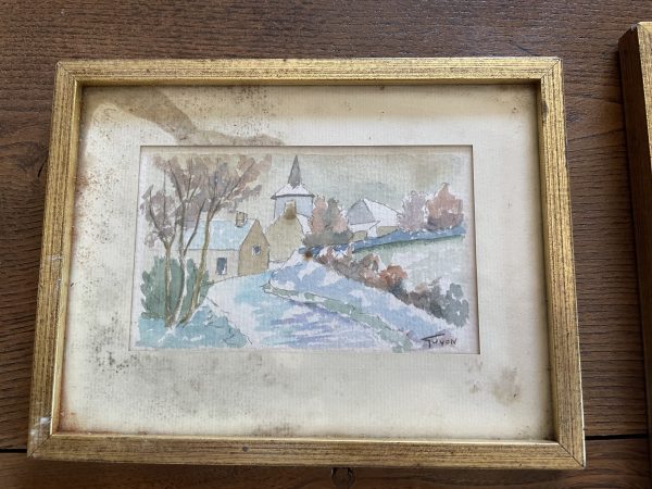 4 acquerelli incorniciati Paesaggi della Francia - 4 aquarelles encadrées Paysages de France – Image 2