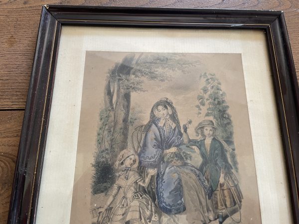 Tavola di moda nota come incisione di una signora, XIX secolo-Gravure de mode dite gravure de dame 19ème siècle – Image 5