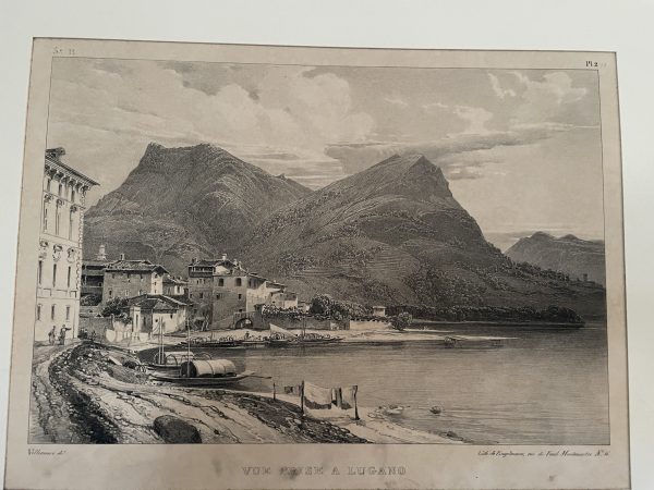 Stampa incorniciata Vista del Lago Maggiore di Lugano-Gravure encadrée Vue de Lugano Lac Majeur – Image 2