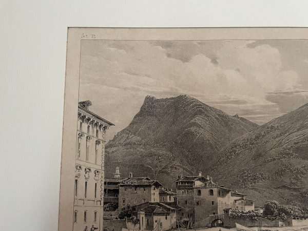 Stampa incorniciata Vista del Lago Maggiore di Lugano-Gravure encadrée Vue de Lugano Lac Majeur – Image 4