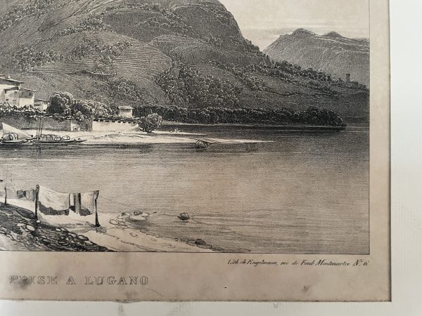 Stampa incorniciata Vista del Lago Maggiore di Lugano-Gravure encadrée Vue de Lugano Lac Majeur – Image 5