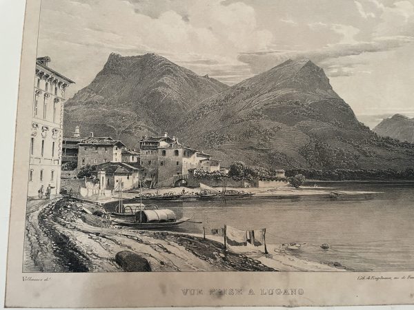 Stampa incorniciata Vista del Lago Maggiore di Lugano-Gravure encadrée Vue de Lugano Lac Majeur – Image 10