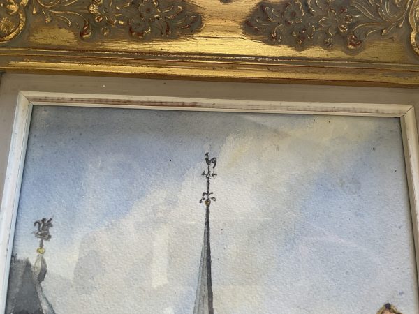 Acquerello incorniciato "Vista di Furnes" 1965-Aquarelle encadrée "Vue de Furnes" 1965 – Image 10