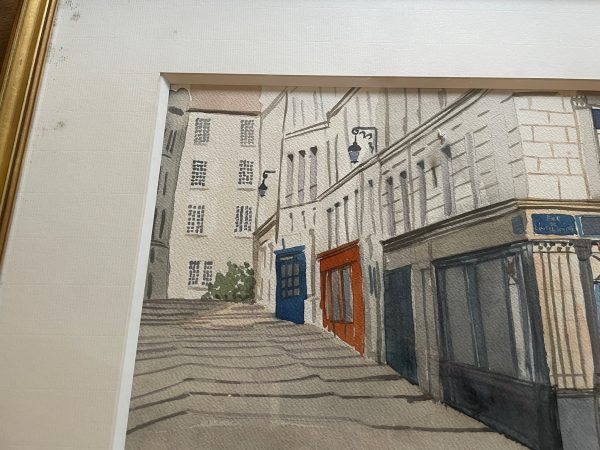Acquerello incorniciato firmato Chez Julien Paris-Aquarelle encadrée signée Chez Julien Paris – Image 3