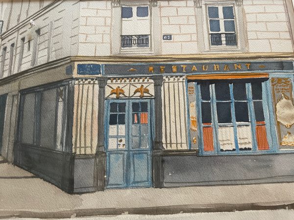Acquerello incorniciato firmato Chez Julien Paris-Aquarelle encadrée signée Chez Julien Paris – Image 4