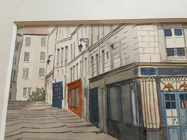 Acquerello incorniciato firmato Chez Julien Paris-Aquarelle encadrée signée Chez Julien Paris – Image 2