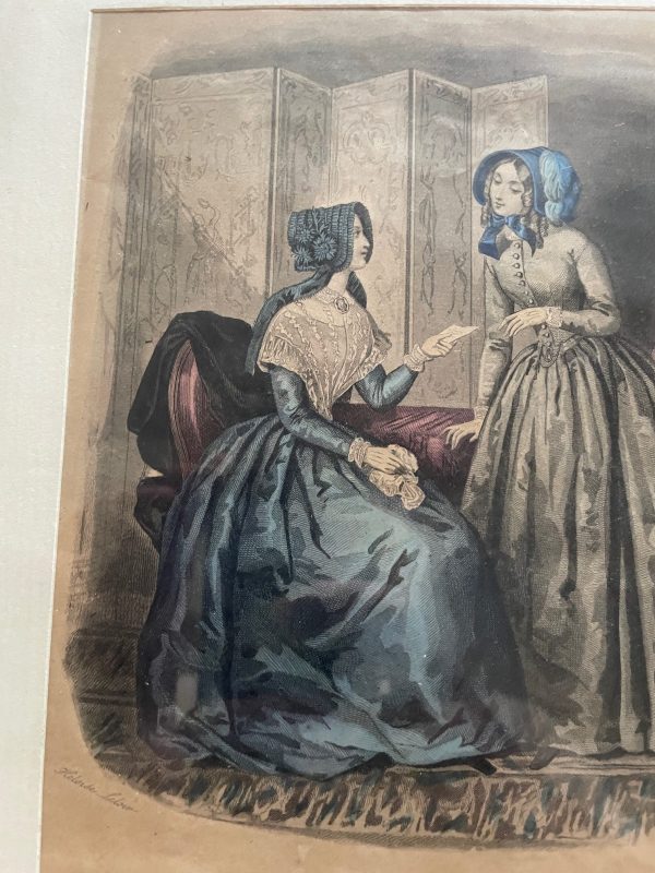 Incisione incorniciata di moda parigina del XIX secolo-Gravure de mode parisienne encadrée 19ème siècle – Image 3