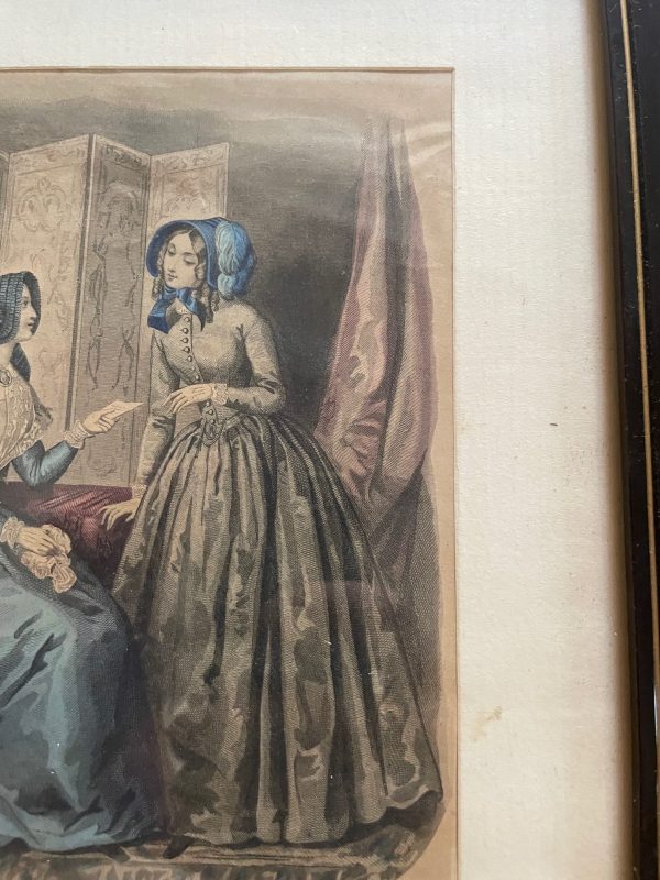 Incisione incorniciata di moda parigina del XIX secolo-Gravure de mode parisienne encadrée 19ème siècle – Image 2