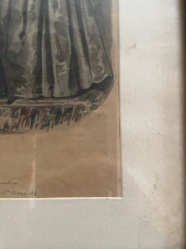 Incisione incorniciata di moda parigina del XIX secolo-Gravure de mode parisienne encadrée 19ème siècle – Image 4